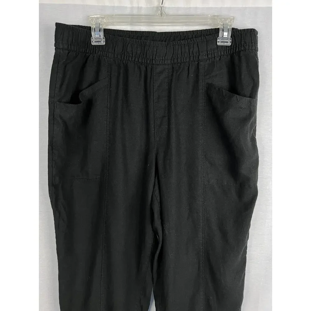 Old Navy Pants High Rise Straight Linen Black Boho Chic Summer Beachy Vacation